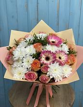 Букет цветов из:  Розы, Герберы и Хризантемы в Курагино