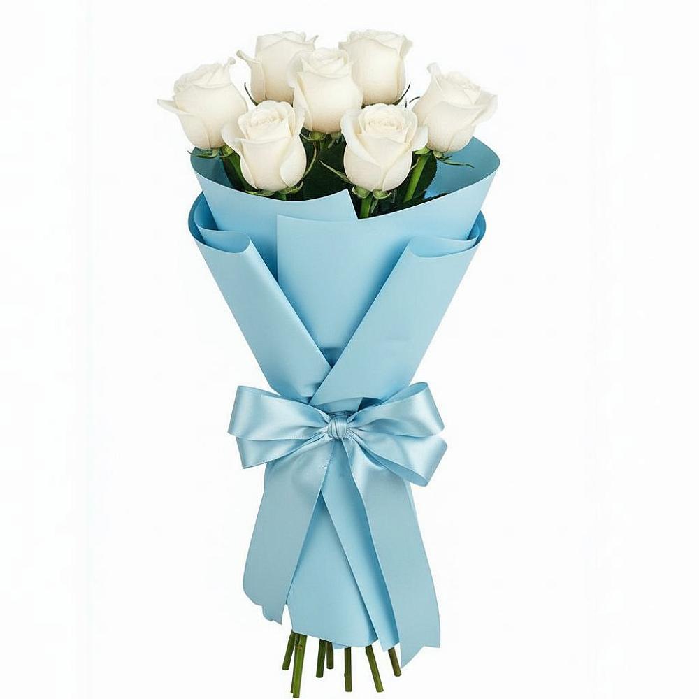Букет 7 белых роз Проуд в Курагино