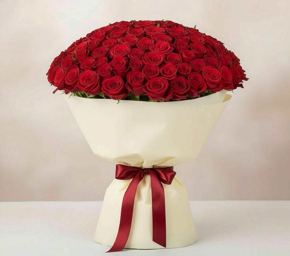 Букет 101 Красная роза Милано в Курагино