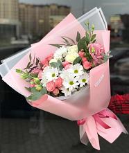 Букет цветов из:  Розы, Лизиантусы и Хризантемы в Курагино