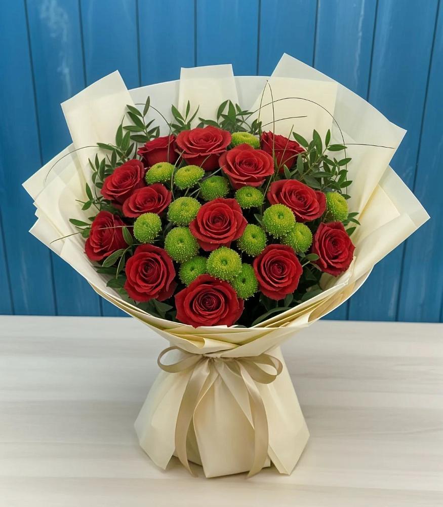 Букет цветов из: Розы и Хризантемы в Курагино