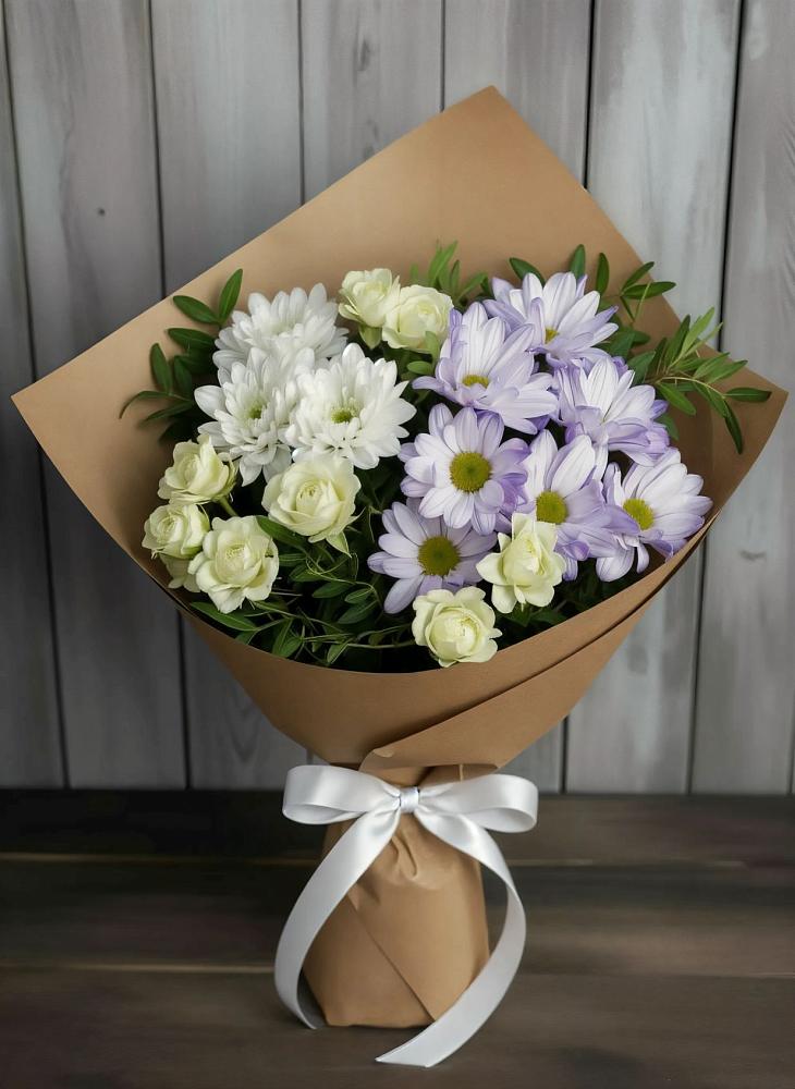 Букет цветов из: Хризантемы и Розы в Курагино